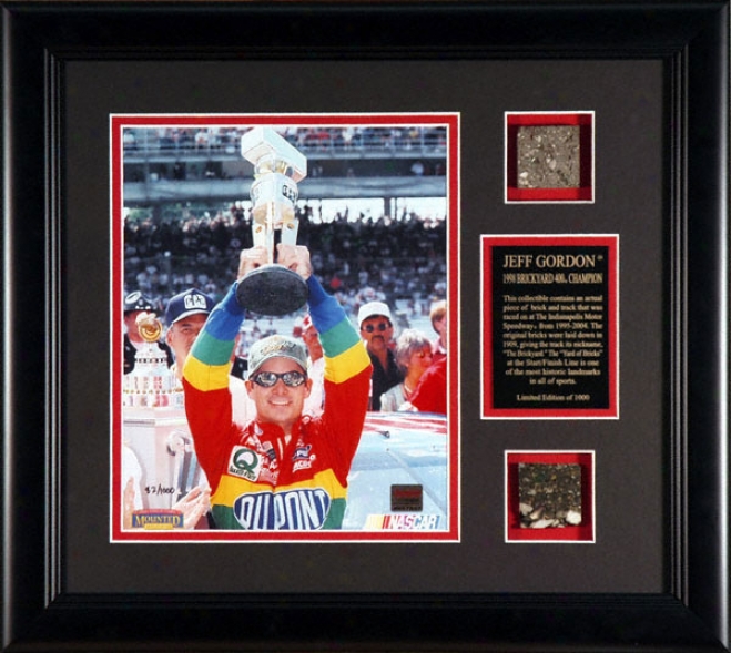 Jeff Gordon -1998 Brickyard 400- Framed 8x1 Photograph With Brick & Track