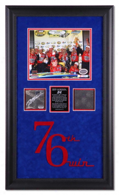 Jeff Gordon Autographed 76th Succeed Collectible With Race-winning Tire Piece And Suede Logo