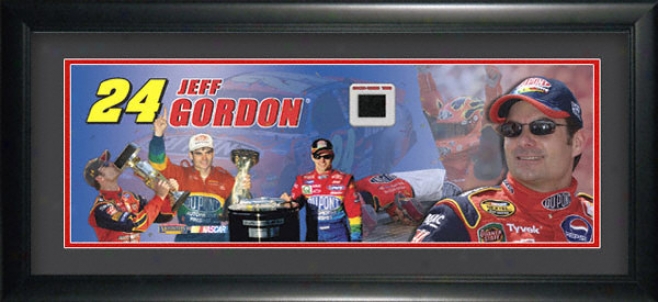 Jeff Gordon - Career Highlights - Framed Unsigned Panoramic Photograph With Race Used Tire