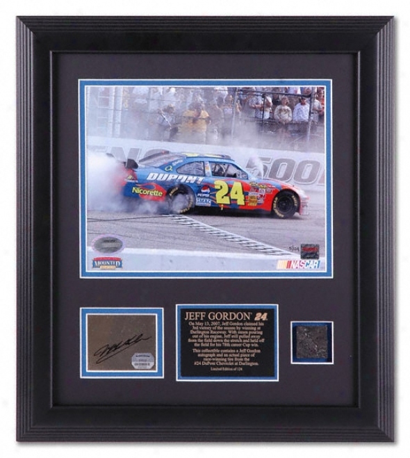 Jeff Gordon - Dodge Avenger 500 - Autographed 8x10 Framed Photo With Race-winning Tire Piece