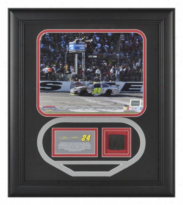 Jeff Gorocn2009 Samsung 500 Texas Motor Speedway Framed 8x10 Photograph With Texas Track Cut Out And Race Winning Tire