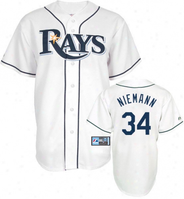Jeff Niemann Jersey: Adult Majestic Close White Replica #34 Tampa Bay Rays Jersey