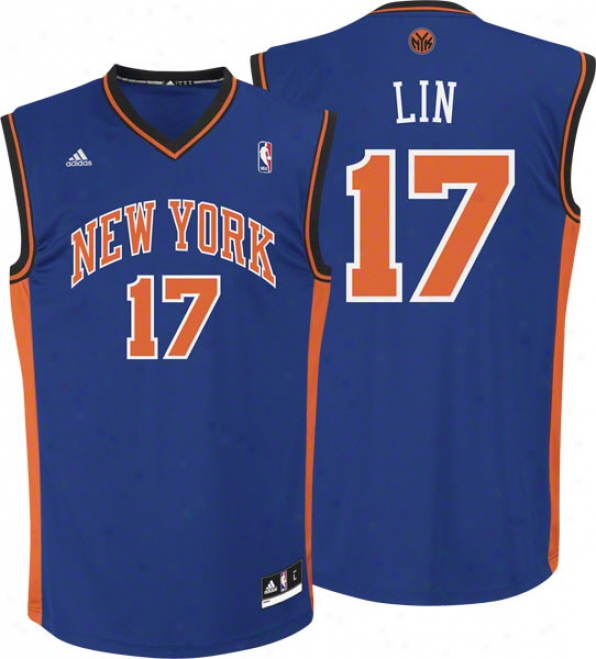 Jeremy Lin Jersey: Adieas Blue Replica #17 New York Knicks Jersey