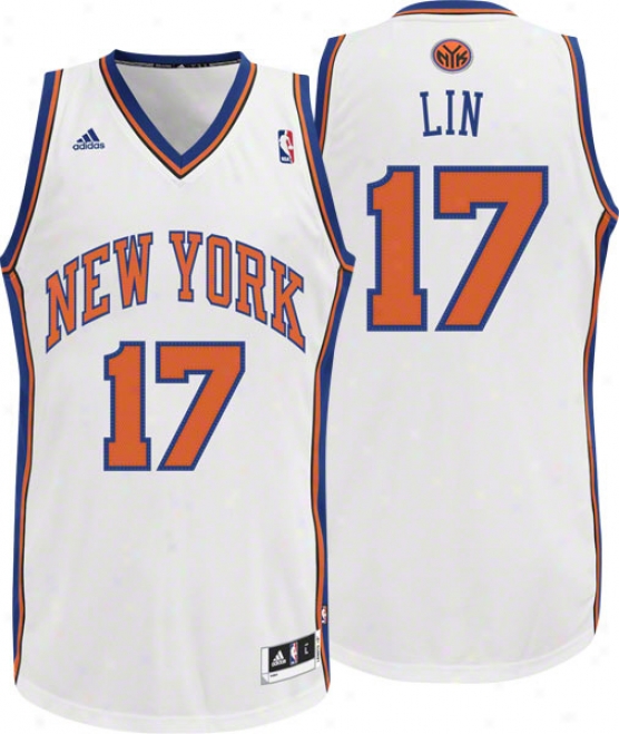 Jeremy Lin Jersey: Adidas White Swungman #17 New York Knicks Jersey