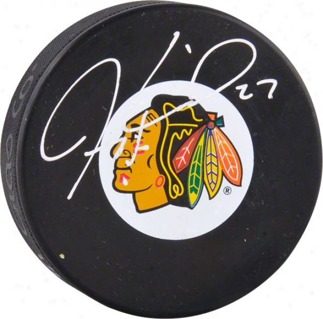 Jeremy Roenick Autographed Chicago Blackhawks Logo Hockey Puck