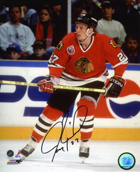 Jeremy Roenick Autographed Photograph  Details: Chicafo Blackhawks, Action, 8x10