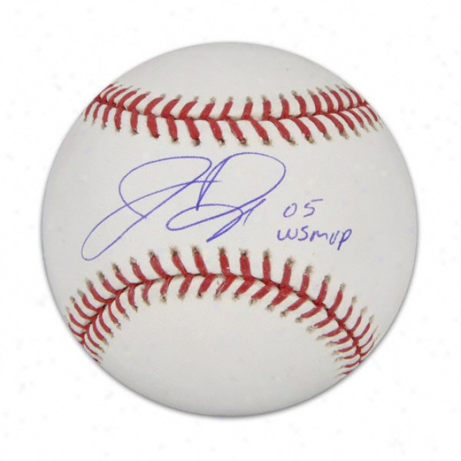 Jermaine Dye Autographed Baseball  Details: 2005 World Succession Mvp Inscription