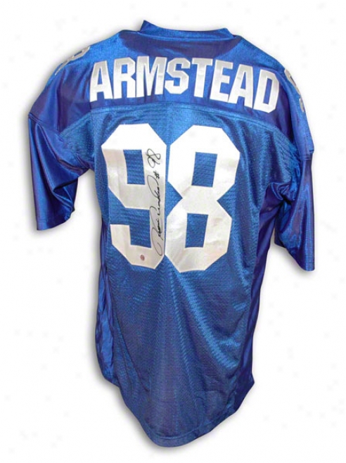 Jesse Armstead Autographed New York Giants Blue Jersey