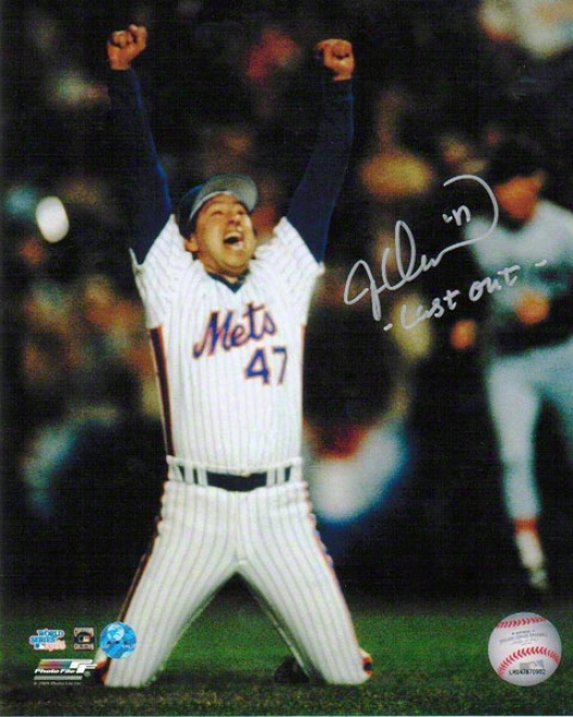 Jesse Orosco Autographed New York Mets 8x10 Photo Inscribed &quotlast Out&quot