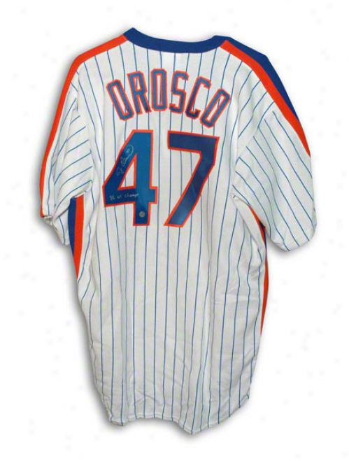 Jesse Orosco Autographed New York Mets White Pinstripe Majestiv Jersey Inscribed &quot86 Ws Champs&quot