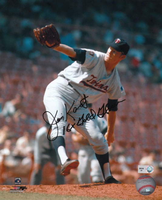 Jim Kaat Minnesota Twins Autographed 8x10 Photograph With 16x Gold Gloves Inscription