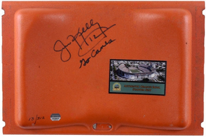 Jim Kelly Autographed Orange Bowl Seat With Go Canes Inscription