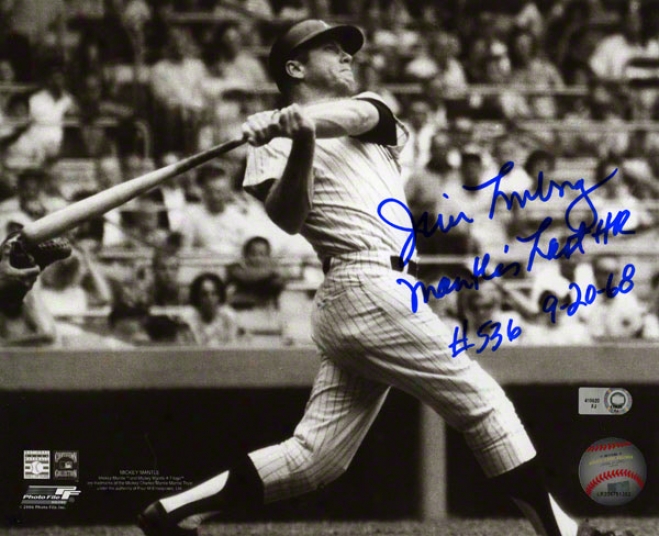 Jim Lonborg Autographed Photograph  Details: Boston Red Sox, 8x10, Mantle Lastt Hr Inscription