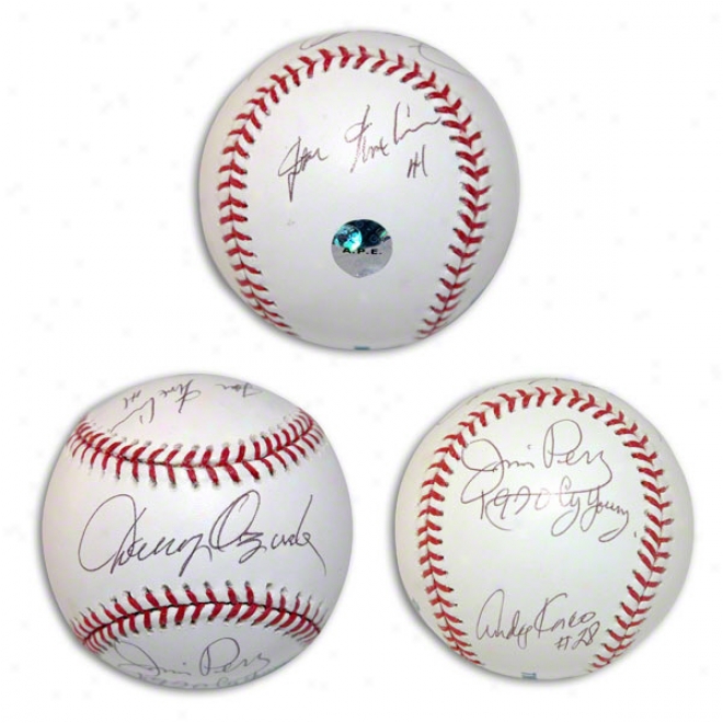 Jim Perry, Danny Ozark, Andy Kosco & Joe Nuxhall Autographed Baseblal