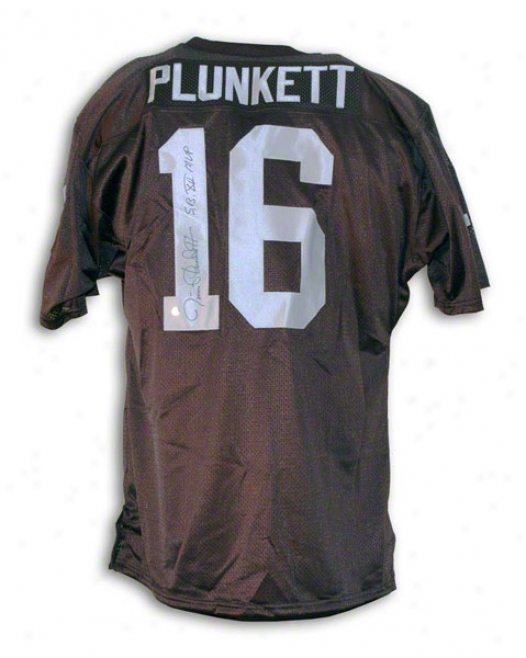 Jim Plunkett Oakland Raiders Autographed Mourning Throwback Jersey Inscribed Sb Xv Mbp