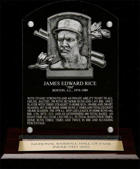 Jim Rice Hof Plaque Etched Acrylic Desk Top Plaque