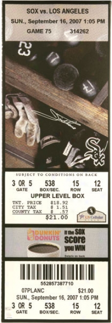 Jim Thome Chicago White Sox - 500th Hr Game Sept 16th 2007 - Autographed Mega Ticket