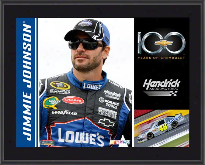 Jimmie Johnson Plaque  Detqils: Chevrolet 100th Anniversary, Hendrick Motorsports, Sublimated, 10x13, Nascar Plaque