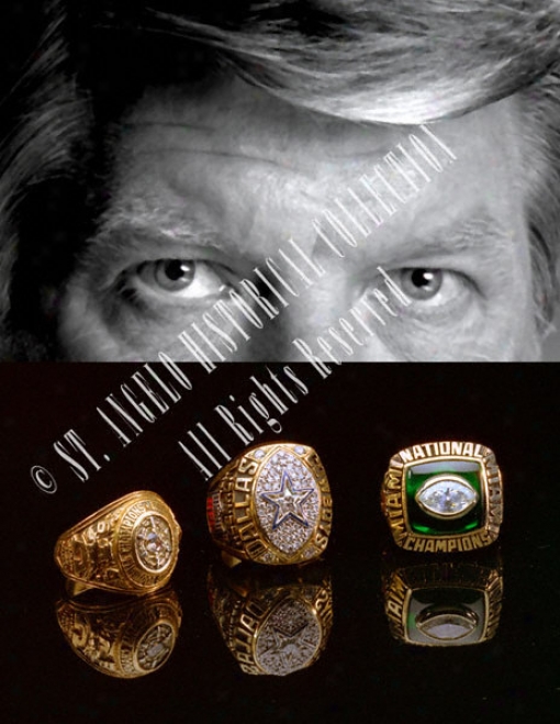 Jimmy Johnson Dallas Cowboys - Super Bowl Rings - 16x20 Portrait