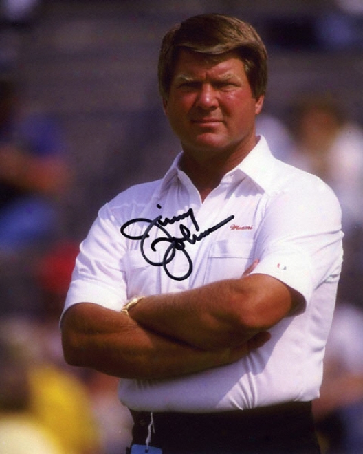 Jimmy Johnson Miami Hurricanes 8x10 Autographed Photograph