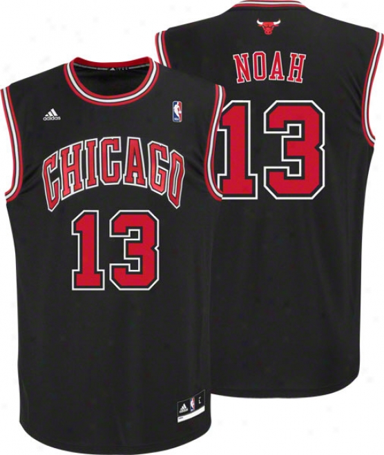 Joakim Noah Jersey: Adidas Revolution 30 Black Replica #13 Chicago Bulls Jersey