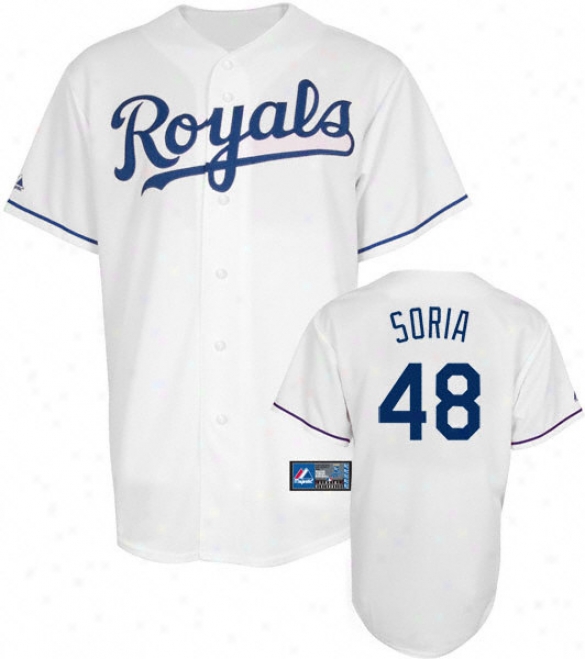 Joakim Soria Jersey: Adult Majestic Home White Autograph copy #48 Kansas City Royals Jersey