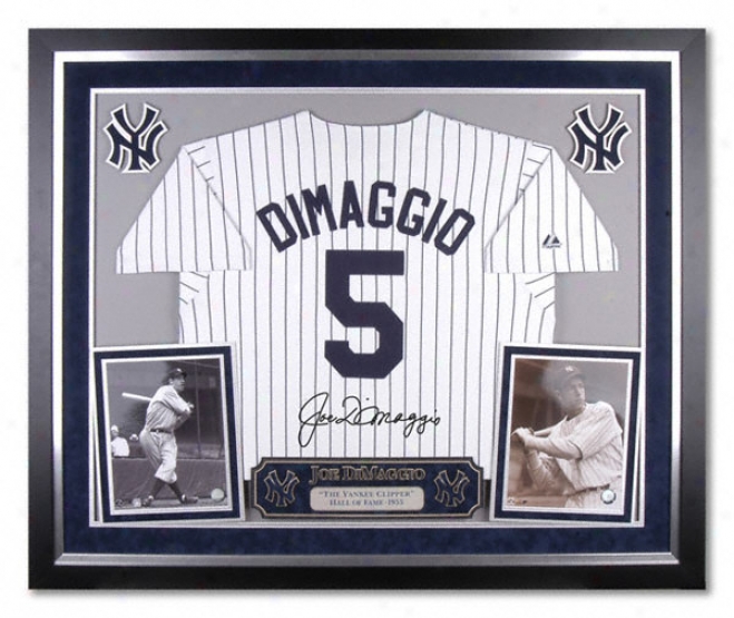 Joe Dimaggio New York Yankees Delux Framed Majestic Cooprrstown Jersey