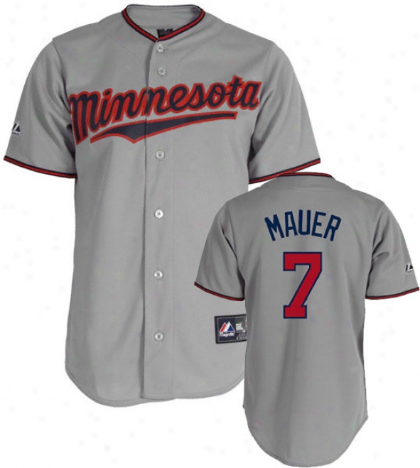 Joe Mauer Jersey: Adult Majestic Road Gfey Replica #7 Minnesota Twins Jersey