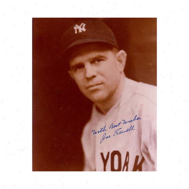 Joe Sewell Autographed New York Yankees 8x10 Photo With &qhotwith Best Wishes&quot Inscription Deceased
