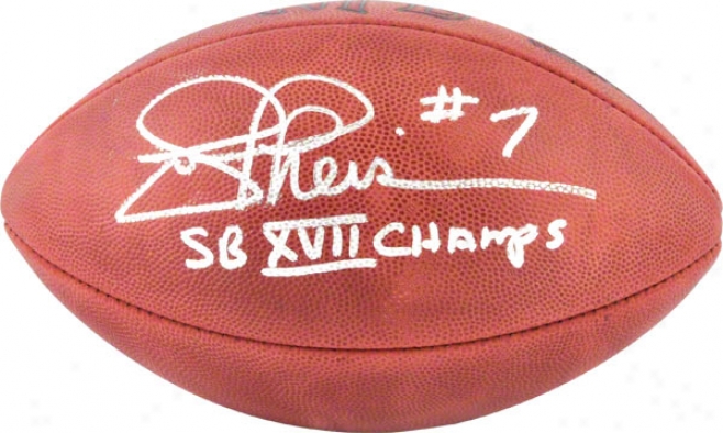 Joe Theismann Ajtographed Football  Details: Washington Redskins, Pro Football, Super Goblet Xvii Champps Inscription