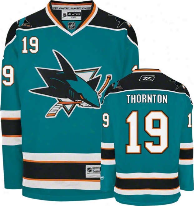 Joe Tuornton Jersey: Reebok Teal #19 San Jose Sharks Premier Jersey