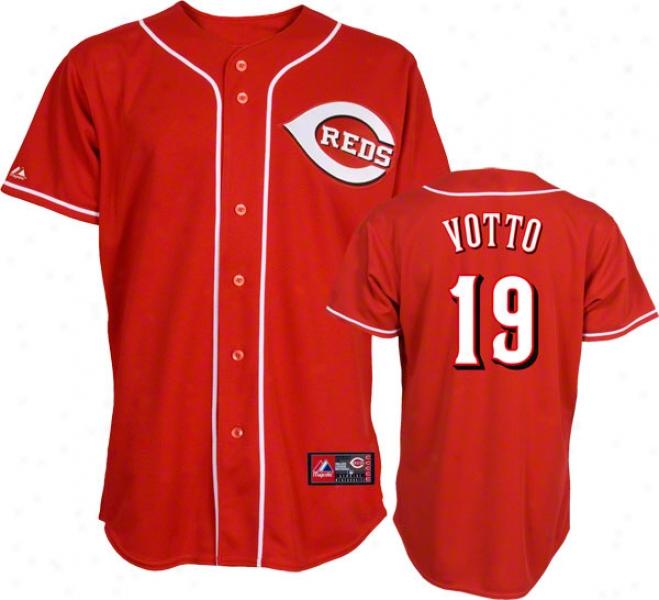 Joey Votto Jersey: Adult Majestic Alternate Red Replica #19 Cincinnati Reds Jersey