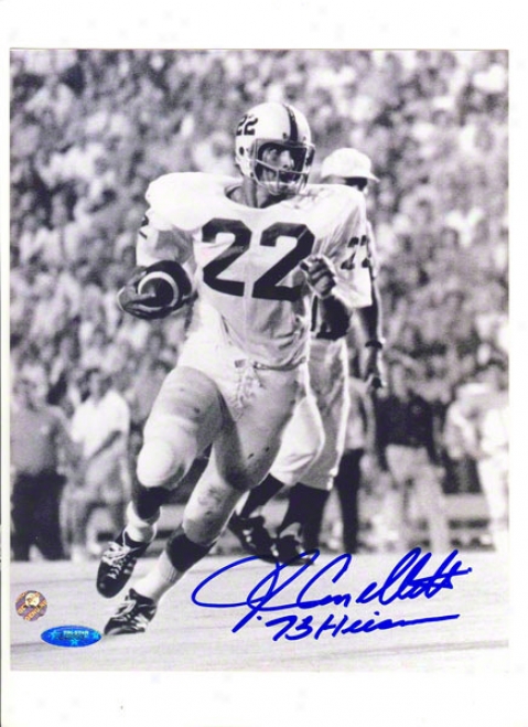 John Cappelletti Autographed Penn State Black And White 8x10 Photo Inscribed &quot73 Heisman&quot