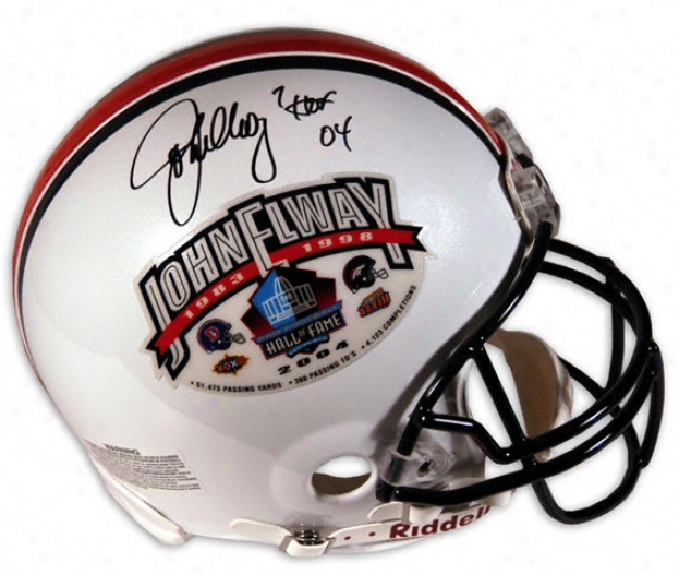 John Elway Autographed Helmet  Particulars: Denver Broncoa, Hof 4 Inscription, Riddell Replica Heomet