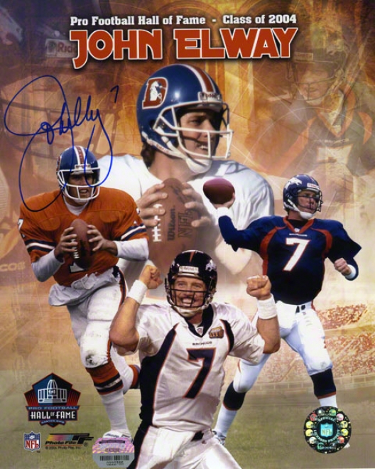 John Elway Denver Broncos Autographed 8x10 Hof 2004 Collage Photograph