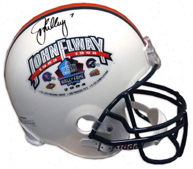 John Elway Denver Broncos Autographed Hall Of Fame Mini Helmet