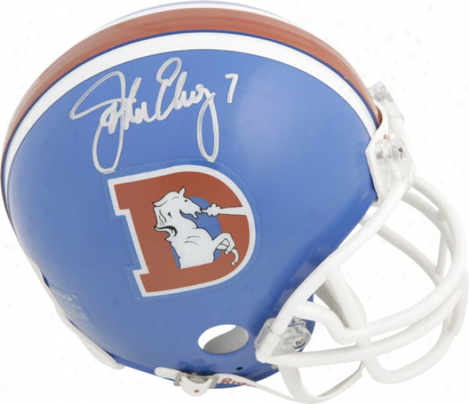 oJhn Elway Denver Broncos Throwback Autographed Riddell Mini Helmet