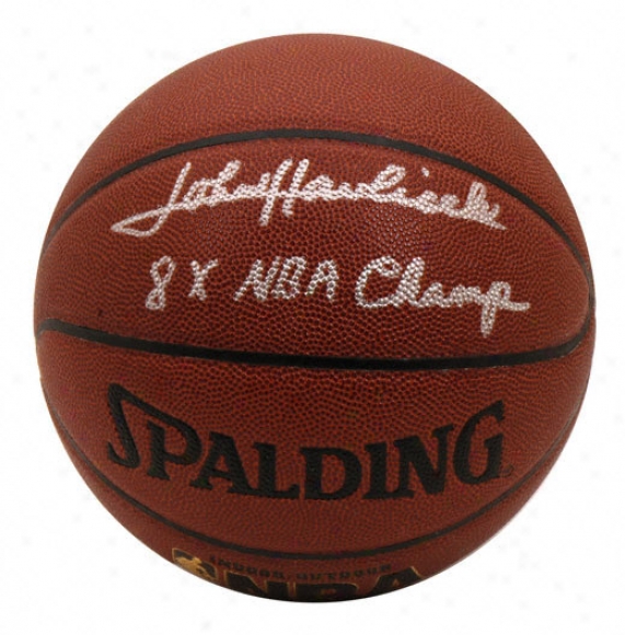 John Havlicek Boston Celtics Autographed Spalding Indoor/outdoor Basketball W &quot8x Nba Champs&quot Inscription