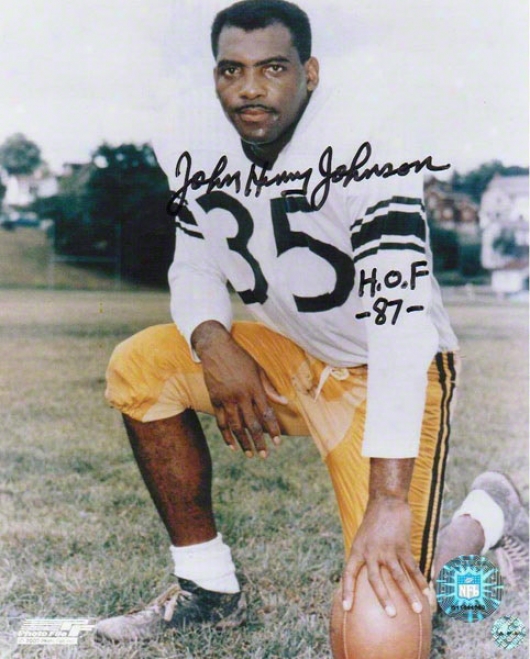 John Henry Johnsob Autographed Pittsburgh Steelers 8x10 Photo Inscribed &quothof 87&quot