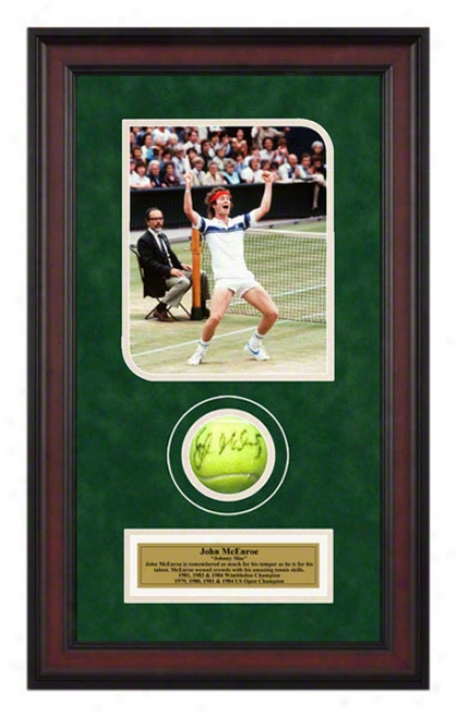 John Mcenroe 1981 Wimbledon Championships Framed Autographed Tennis Ball With Photo