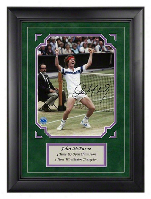 John Mcenroe Wimbledon Autographed Framed Photograph