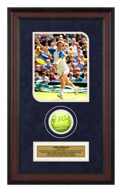 John Mcenroe Wimbledon Match Framed Autovraphed Tennis Ball By the side of Photo