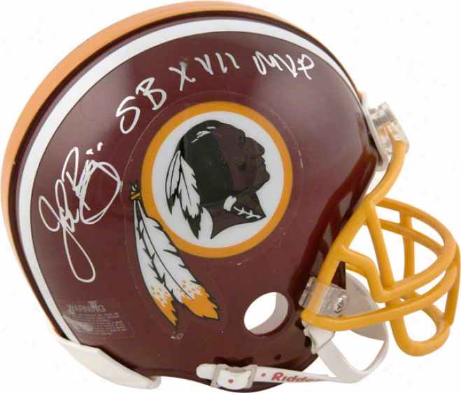 John Riggins Washington Redskins Autogrsphed Mini Helmet With Sb Xvii Mvp Inscription