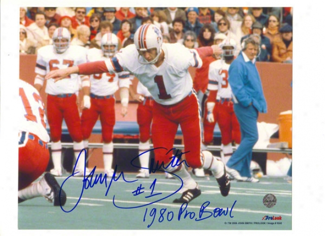 John Smith Autographed New England Ptriots 8x10 Photo Inscribed &quot1980 Pro Bowl&quot