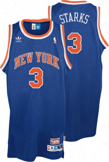 John Starks Jersey: Adidas Blue Throwback Swingman #3 New York Knicks Jersey