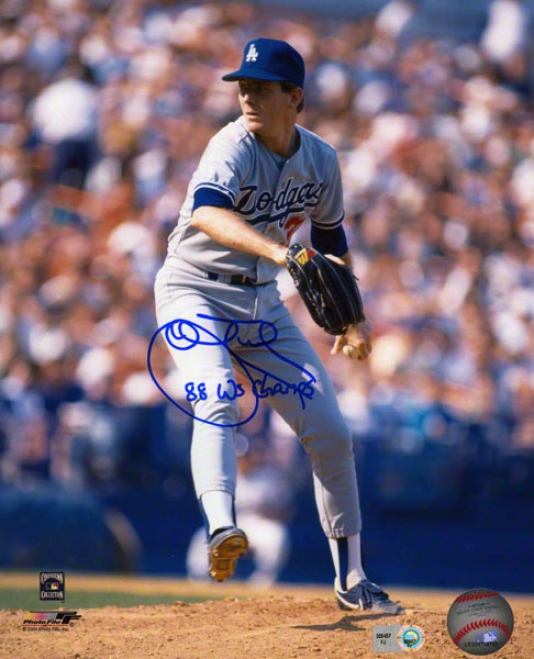 John Tudor Aitographed Photograph  Details: Los Angeles Dodgers, 8x10, 88 Ws Champs Inscription