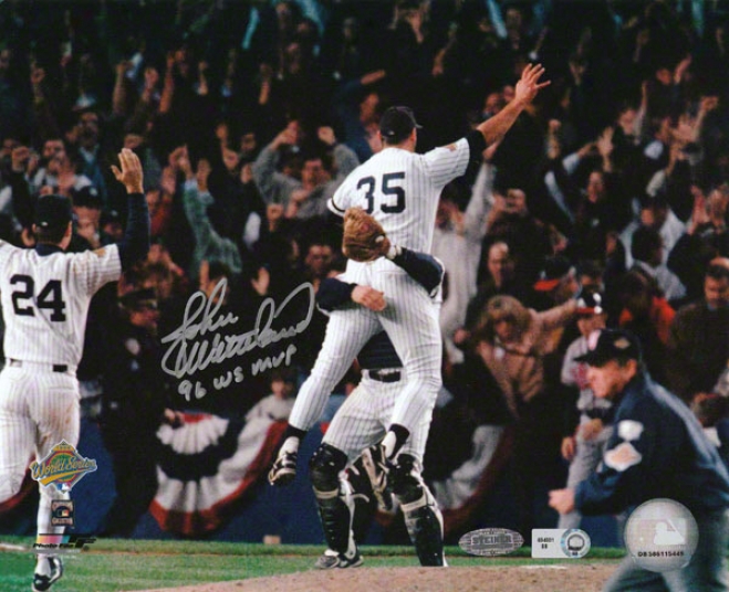 John Wetteland New York Yankees - 96 World Series Celebration Action - Autographed 8x10 Photograph With 96 Ws Mvp Inscription