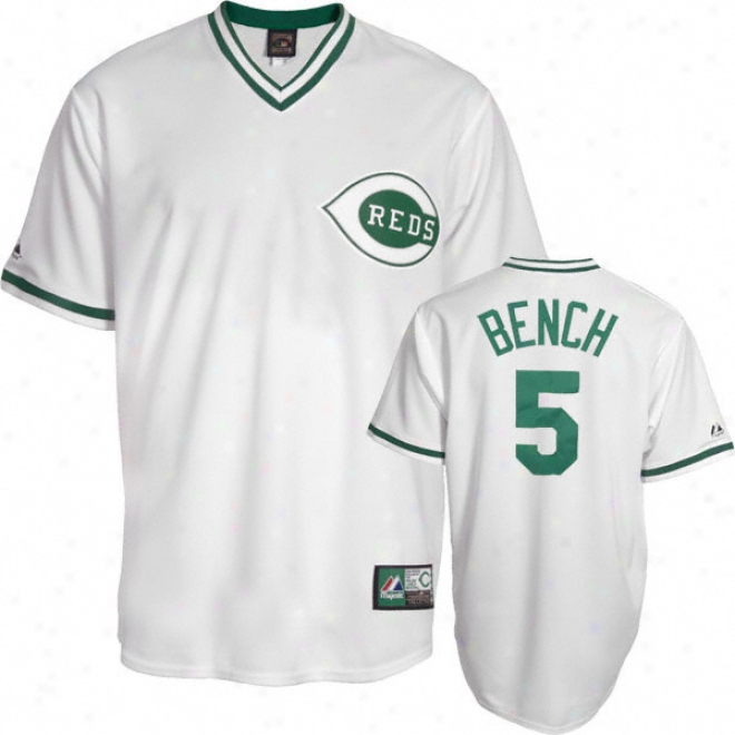 Johnny Bench Cincinnati Reds White/green Cooperstown Replica Jersey