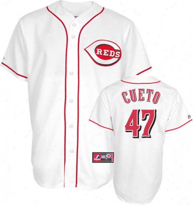 Johnny Cueto Jersey: Adult Majestic Home White Replica #47 Cincinnati Reds Jersey