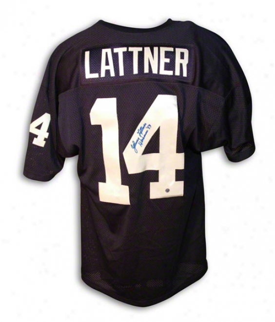 Johnny Lattner Autographed Notre Mistress Navy Blue Throwback Jersey Inscribed &quotheisman 53&quot